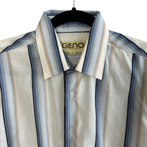 Geno by Gene Ostro Men's Vintage 70s 80s Striped Button Front Disco Shirt Size M - Picture 1 of 8
